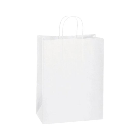 Greenii - 50 White Paper With Handles Kraft 10 * 5 * 13 Party Gift Bags - Picture 1 of 7